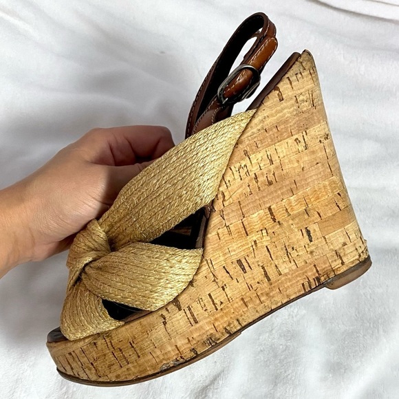 Dolce & Gabbana jute knot peep toe sling back wedges size 8.5 - Picture 10 of 16